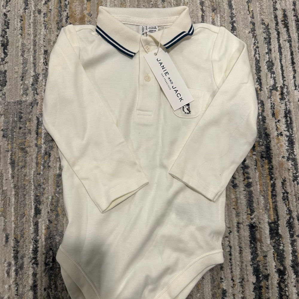 Janie and Jack Cream Polo Onesie